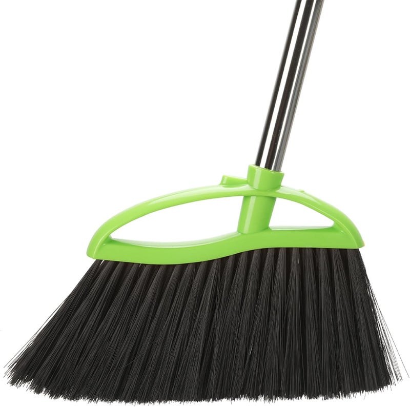 Dodifker Soft Bristles Green Angle Broom Long Handle Indoor Broom for Hardwood Floor Sweeping Floor Cleaning Broom - Image 1